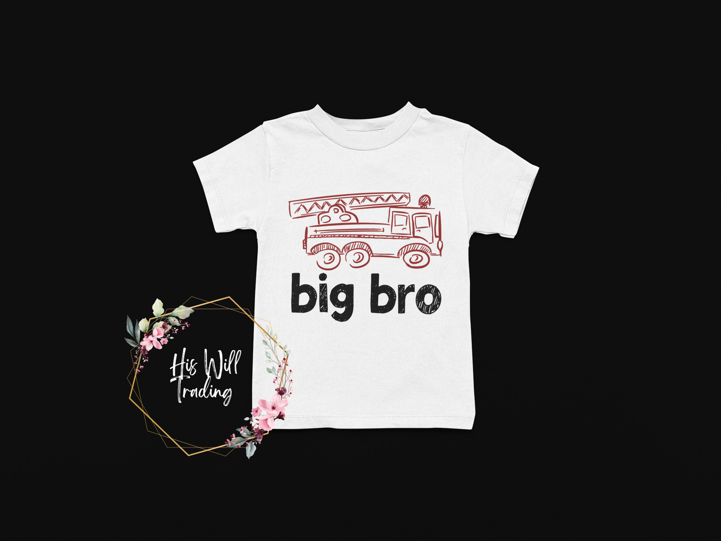 Firetruck Big Bro Toddler Tee, Lil Bro, Big Bro, Sibling Matching Tees