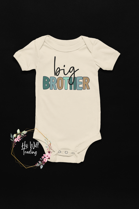 Infants Big Brother Sibling Matching Tee's-Natural, Matchy Matchy, Sibling T Shirts
