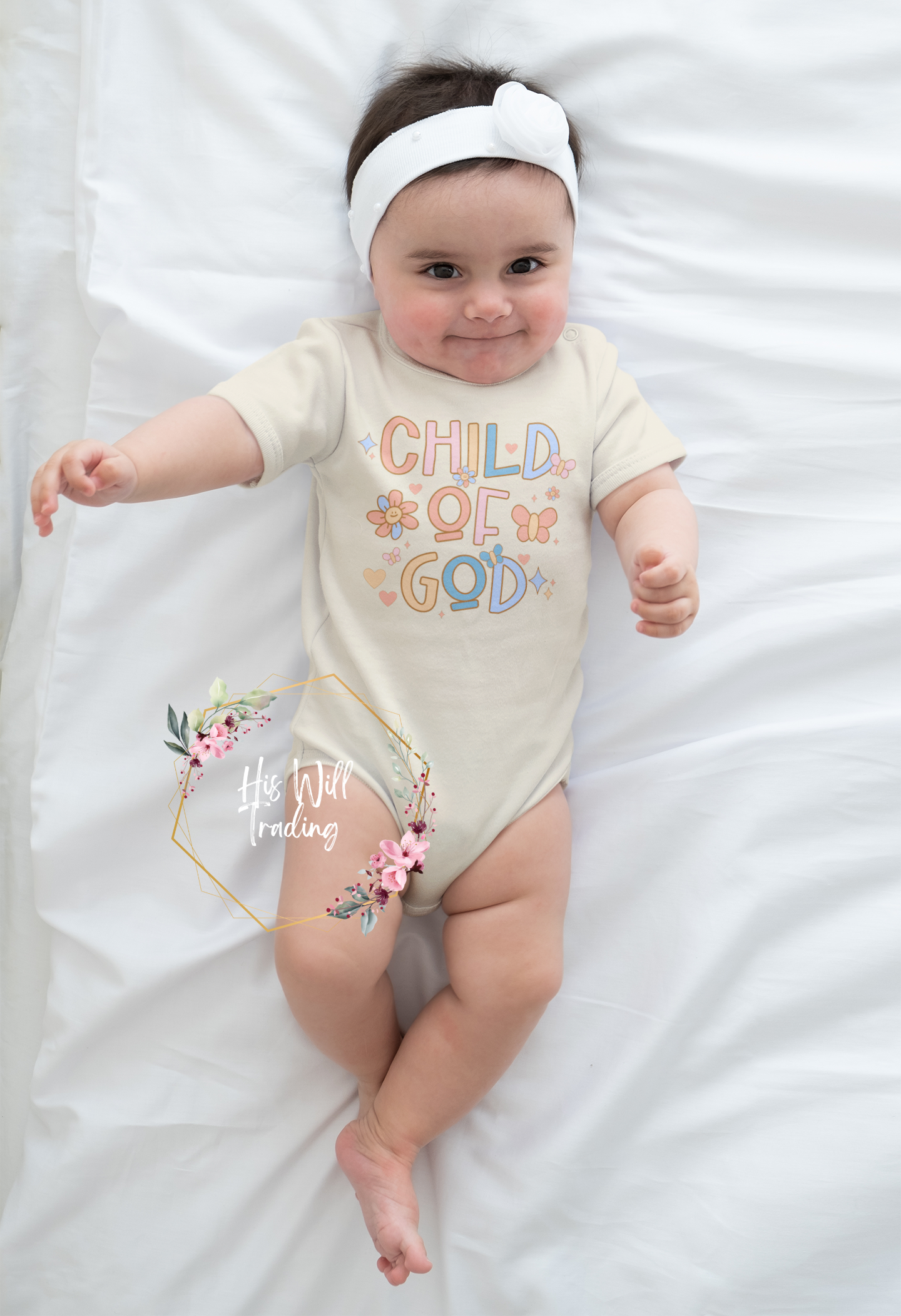 Child of God Baby Onesie-Natural, Christian Graphic Tee for babies.