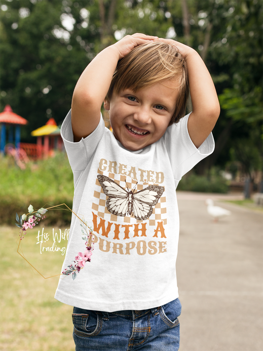 Created With a Purpose Toddler Tee, Christian Graphic Tee, Created With a Purpose on Purpose