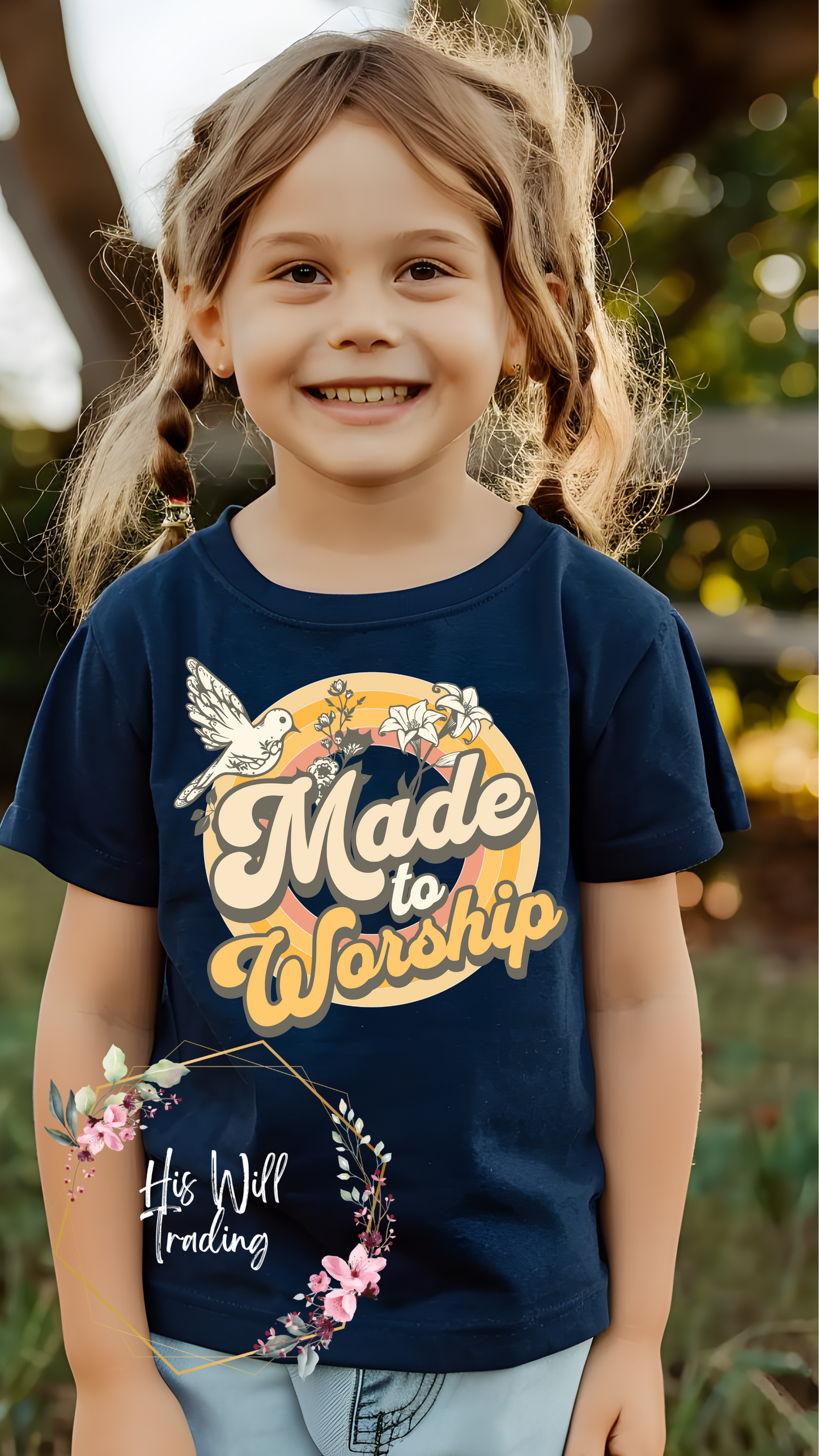 Made to Worship Toddler Tee, Navy Bella Canvas Tee