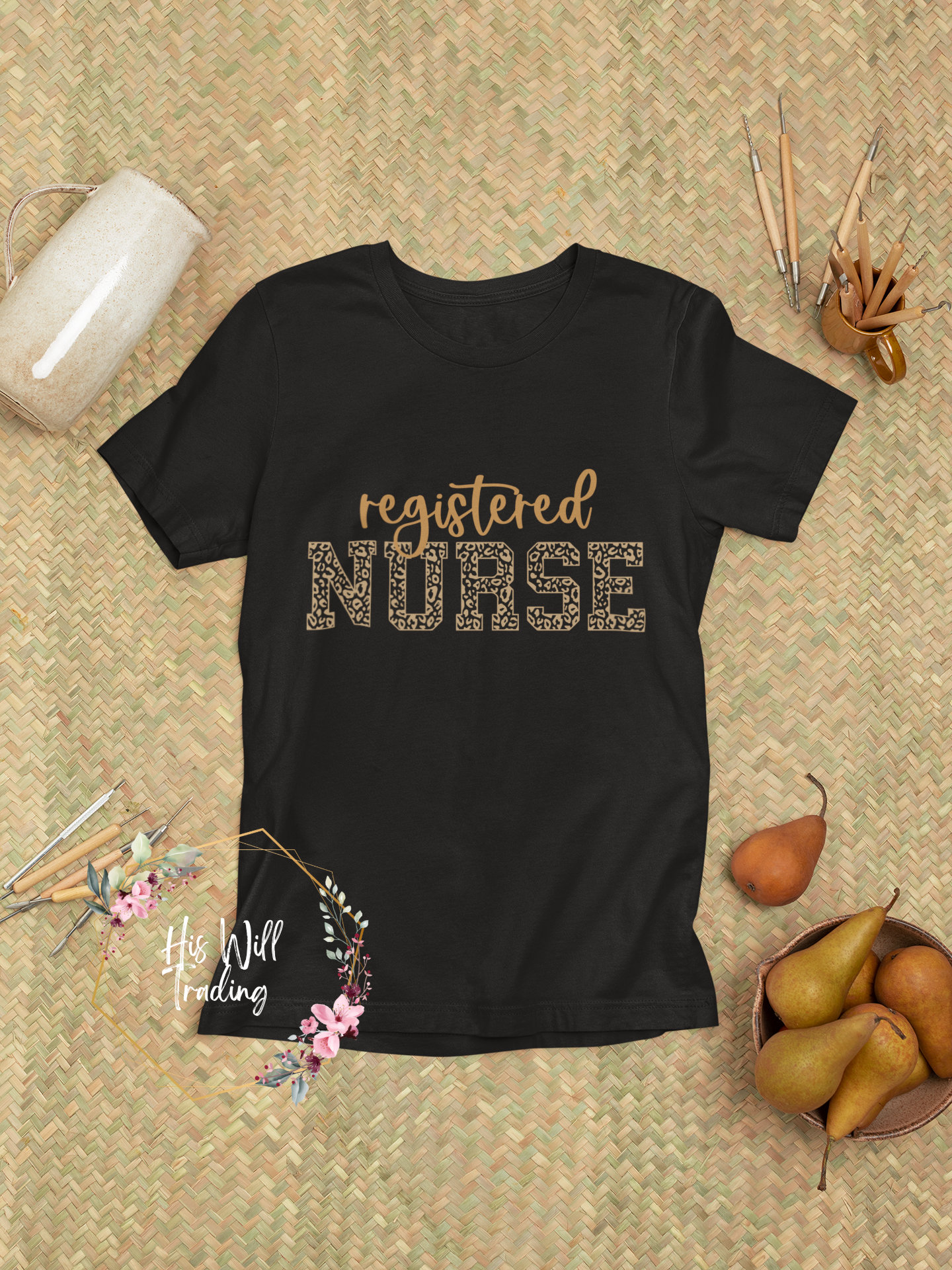 Registered Nurse Cheetah Print Shirt, Nursing Shirt, RN Graphic Tee