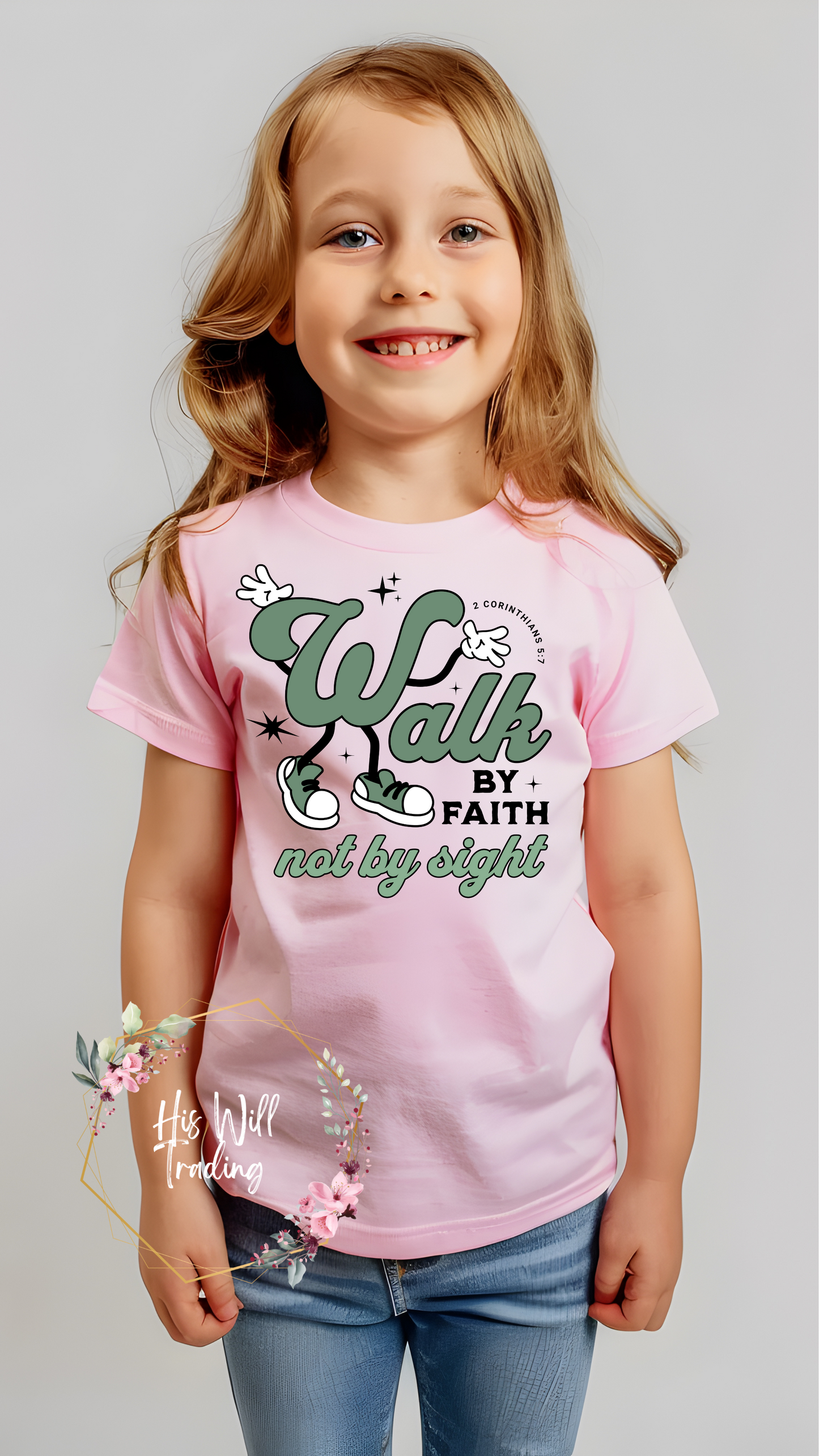 Walk By Faith Youth Tee, Christian Graphic Tee, Bella Canvas Graphic Tee
